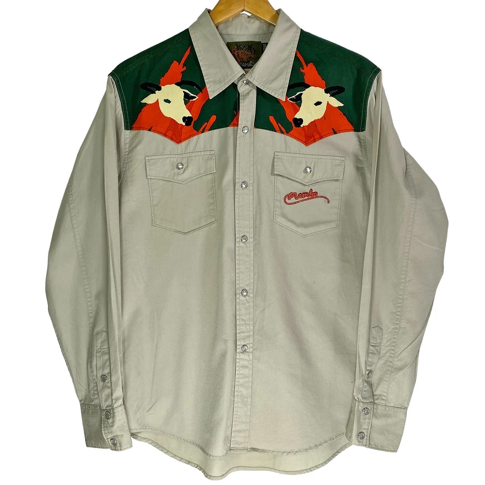 Vintage MAMBO Loud Shirt Western Pearl Snap Button Long Sleeve Cowboy Cowgirl M - image 1 of 4