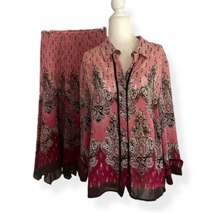Vintage Emma James rosa Paisley 2-teiliges Set Gr. 14 Bluse & Rock Boho - Bild 1 von 11