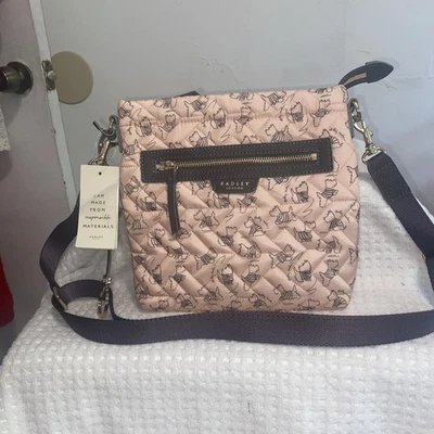 Кроссбоди Radley London, новое с бирками, золотая фурнитура, высота 9 дюймов, розовое/коричневое - Изображение 1 из 4