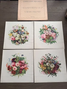"Juego de 4 impresiones litográficas botánicas florales vintage 1940 I B Fischer 12"" x 12""" - Imagen 1 de 18