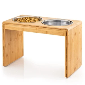 12" Elevated Dog Pet Feeder- Large Raised Dog Bowl Stand- Includes 4 Stainles... - Picture 1 of 9