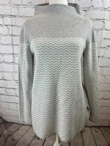 Aspen Pullover Sweater Women's Size S Gray White Geometric Long Sleeve Mock Neck - Picture 1 of 6