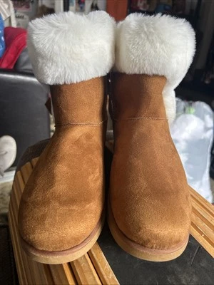 Juicy Couture King Brown Cognac Mirco Faux Fur Winter Boots Size 10M NWTs - Image 1 of 4