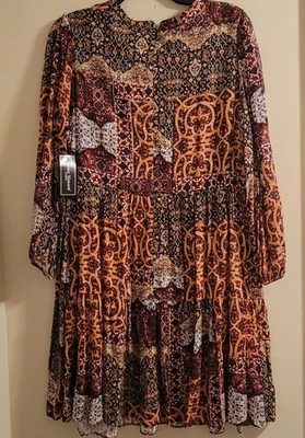 Jessica Howard Floral Print Midi Dress Boho Zip Back Plus Size 20w 3/4 Sleeve - Image 1 of 4