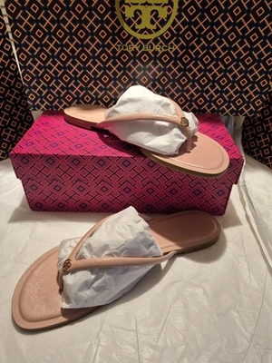 SANDALIAS CHANCLAS TORY BURCH CHELSEA DE CUERO EN SOBRE ROSA; TALLA 9M; NUEVAS EN CAJA; $268 Foto 1 de 4