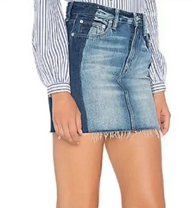 $150 Usado en Excelente Condición Lovers + Friends Elijah Denim Mini Falda 26 Azul Índigo Dos Tonos - Imagen 1 de 12
