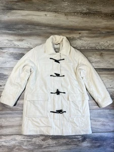 Vintage L.L. Bean Women’s Toggle Button Duffle Coat Without Hood Size PM Cream - Picture 1 of 12