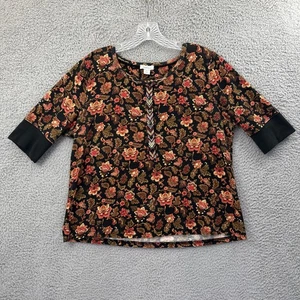 Sundance Cordelia Bloom Henley Thermal Top Floral Boho Embroidered Women's PL - Picture 1 of 8