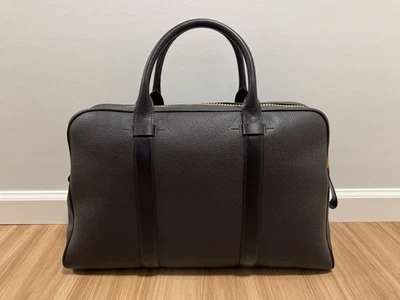 Bolso de Lona Tom Ford Grande de Cuero Granulado - Marrón, Cremallera Dorada, Bolso de Viaje de Lujo Foto 1 de 4