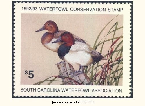 HALFPRICESOCIETY South Carolina Waterfowl Assn. Stamp 1992 $5 - Image 1 of 1