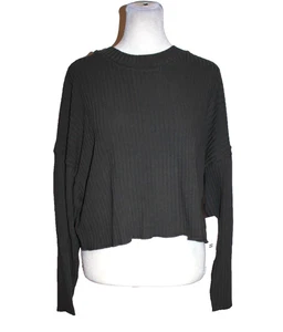Billabong Women’s Gray Keep Loungin Top Cropped Shirt Top Size M (10) NEW - Picture 1 of 2