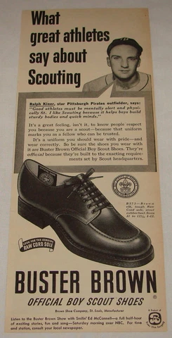1951 Buster Brown Shoes ad ~ RALPH KINER Pittsburgh Pirates Cover