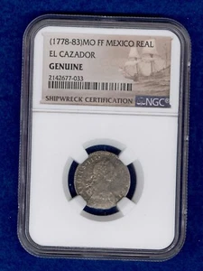 (1778-1783)  Mo FF Mexico 1 Real El Cazador Shipwreck Coin NGC Certified - Picture 1 of 4