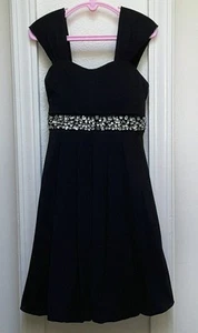 Speechless Big Girl's Beaded Sequin Waistline Fancied Bubble Black Dress-Size-8 - Picture 1 of 4