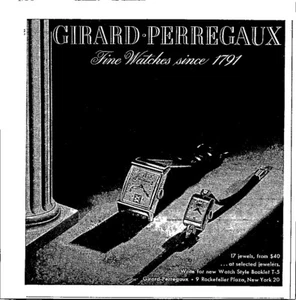 VINTAGE 1944 GIRARD PERREGAUX FINE WATCHES PRINT AD - Picture 1 of 1