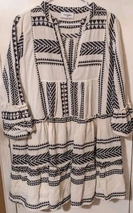 Nina Kendosa Paris (ITALY)Tribal Tunic Lightweight Gauzy Boho Ruffles Large - Picture 1 of 4