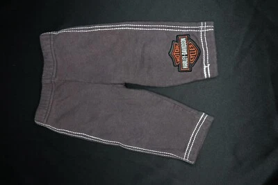 Harley Davidson 男孩裤子 3-9 个月蹒跚学步的孩子黑色白色运动裤摩托车孩子 — 第 1/4 张图片