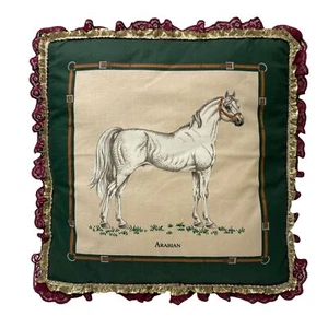 Arabian Horse Print Pillow 14" w/ Insert Cranston Design Equestrian Decor - Picture 1 of 7