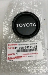 Genuine  Toyota Tundra / Sequoia Black "TOYOTA" Wheel Center Cap PT998-35221-3S - Picture 1 of 2