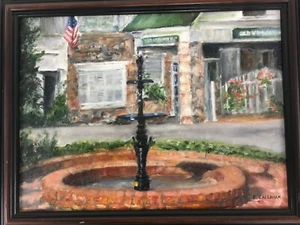 Framed Painting~Courtyard~Fountain~New Orleans ~Savannah~Americana~E. Callahan - Picture 1 of 9