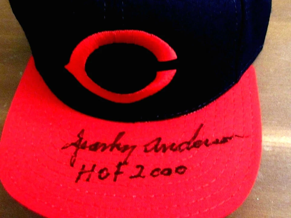 SPARKY ANDERSON HOF 2000 WSC REDS SIGNED AUTO VINTAGE AMERICAN NEEDLE CAP JSA - Image 1 of 3