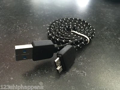 Fabric Braided flat noodle Data Sync Charger Cable FOR samsung galaxy S5 3.0 USB - Image 1 of 2