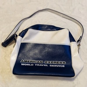 Vintage American Express Carry-On Bag  Travel Tourist Plane Blue Tote Luggage - Picture 1 of 8