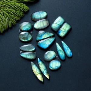 8Pair 121Cts Natural Labradorite Cabochon Gemstone Pair Lot 28x8-15x12mm #14830 - Picture 1 of 8