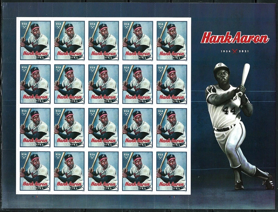 Mint US Hank Aaron Pane of 20 Forever Stamps Scott# 5908 (MNH) - Image 1 of 1
