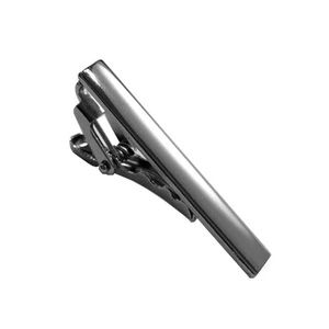 Men's Chrome Silver Plain Metal Simple 1.5" Slim Necktie Tie Clip Bar Clasp TC35 - Imagen 1 de 1