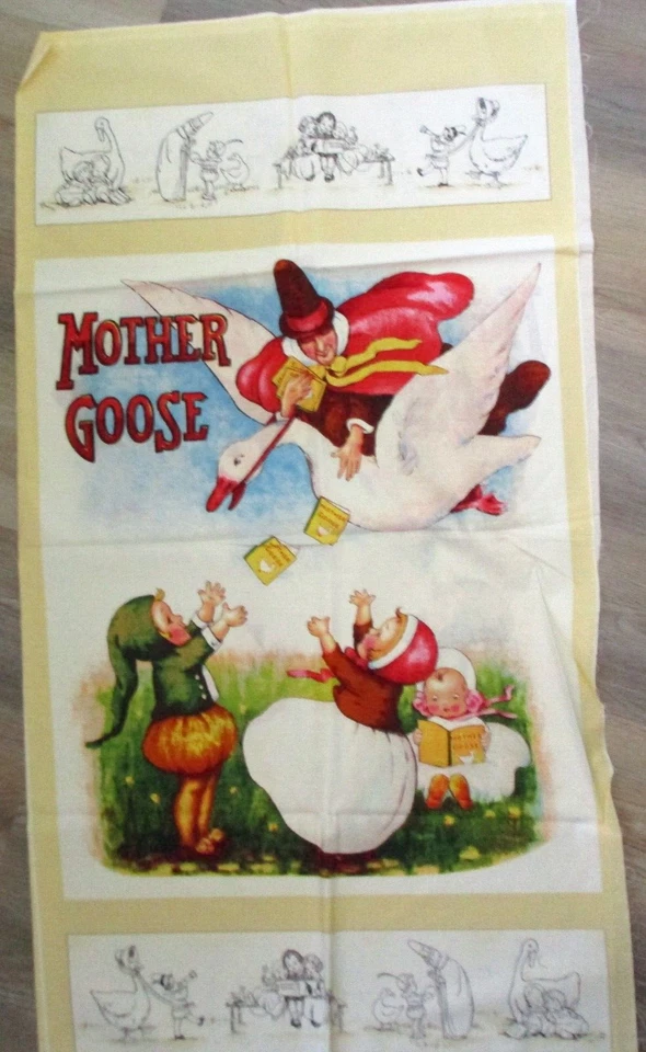 1 Adorable "Mother Goose" Cotton Quilting Fabric Panel - Image 1 of 1