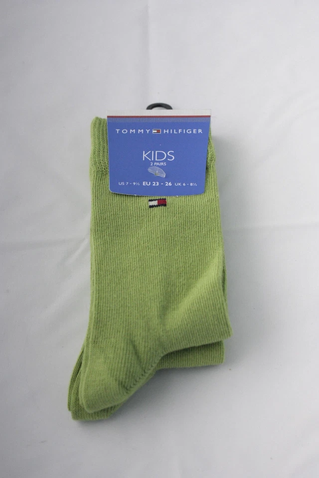 Tommy Hilfiger NIÑOS - 2 pares de calcetines NUEVOS CON ETIQUETAS verde REINO UNIDO 6-8.5 ~ 75% algodón Foto 1 de 1