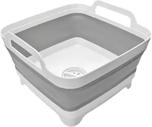 9L Collapsible Wash Basin, Foldable Dish Tub with Drain Plug for Camping & Kitch - Picture 1 of 11