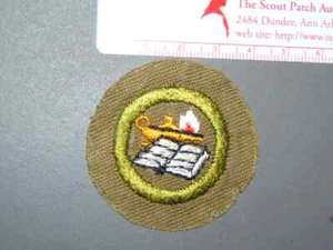 Distintivo Merito Boy Scout Lettura Filo di Cotone Abbronzato Stretto Circa '41-46 4337M - Foto 1 di 1