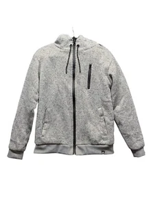Airwalk Hooded Jacket Mens S Light Gray Marled Full-Zip Thick Sherpa Lined Coat - Picture 1 of 13