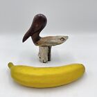 Vintage Gaspar Mendoza Hand Carved Wood Pelican Made of Ebony and Buttonwood