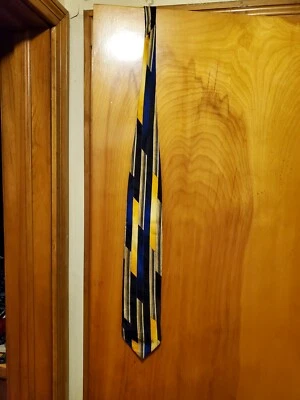 Dona Dona мужской галстук галстук желтый/синий/черный 100% шелк новый без ЯРЛЫКОВ  - Изображение 1 из 4