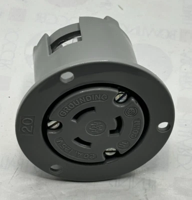 ARROW HART 6206 FLANGED OUTLET 20A, 125V 2P 3W GRD Locking, NEMA L5-20R ⭐ - Image 1 of 4
