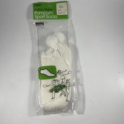 Носки Pom Pom Montgomery Ward белые с низким вырезом крючком отделка махровая подкладка 60-е винтажные новые - Изображение 1 из 4