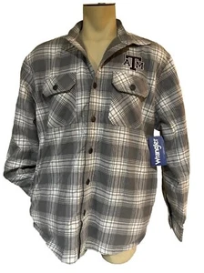 Texas A&M Aggies Men’s Plaid Fleece Lined Button Down Long Sleeve Shirt New - Picture 1 of 10