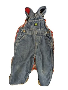 John Deere Denim Bibbed Overalls 4T Toddler Kids Logo Patch Farm Coveralls EUC - Picture 1 of 2