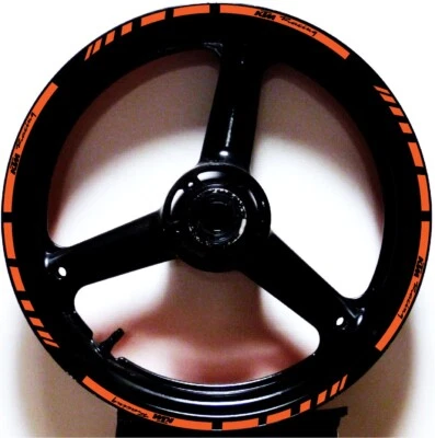 NARANJA NEGRO GP ESTILO LLANTA PERSONALIZADA RAYAS RUEDA CALCOMANÍAS CINTA ADHESIVA KTM Racing Foto 1 de 2