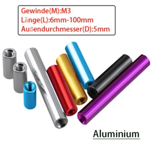 M3 Gewindemuffen Rund Schildhalter Verbindungsmuttern Aluminium Langmuttern - Picture 1 of 21