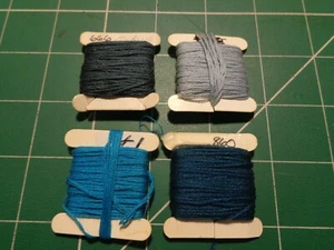 Embroidery Threads x 4 Mxd Blue Tones = PK 18 - Picture 1 of 6