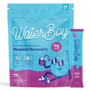 Waterboy Weekend Recovery | 3,187mg Electrolyte 24 Drink Stick Mixes (Grape) - Picture 1 of 5