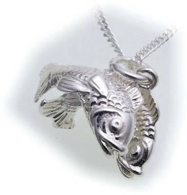 Ciondolo Segno Zodiacale Pesci Grande Argento 925 Argento Sterling Unisex - Immagine 1 di 2