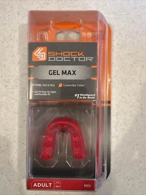 Protector bucal convertible Shock Doctor Gel Max rojo adulto nuevo en paquete Foto 1 de 4