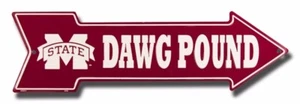 Missisippi State Dawg Pound 20" x 6" Embossed Metal Arrow Sign - Picture 1 of 1