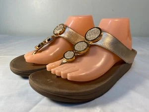 Sandalias Fitflop Halo Chanclas Para Mujer Cuero Rosa Metálico Sin Cordones - EE. UU. 9 - Imagen 1 de 7