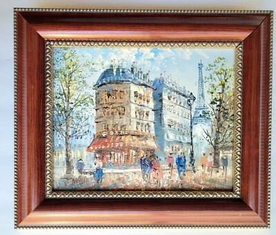 Pintura al óleo vintage primavera París Torre Eiffel impresionismo ENMARCADO Bardot 8x10 Foto 1 de 4